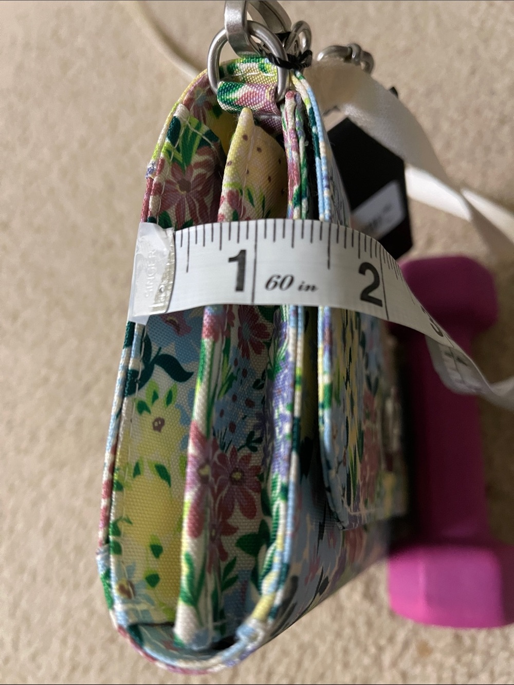 Baggallini Floral Crossbody in Pastel Multi with Cream Strap - Picture 7 of 14